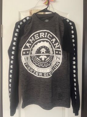 American Fighter Long Sleeve Crewneck Shirt - Charcoal & Black